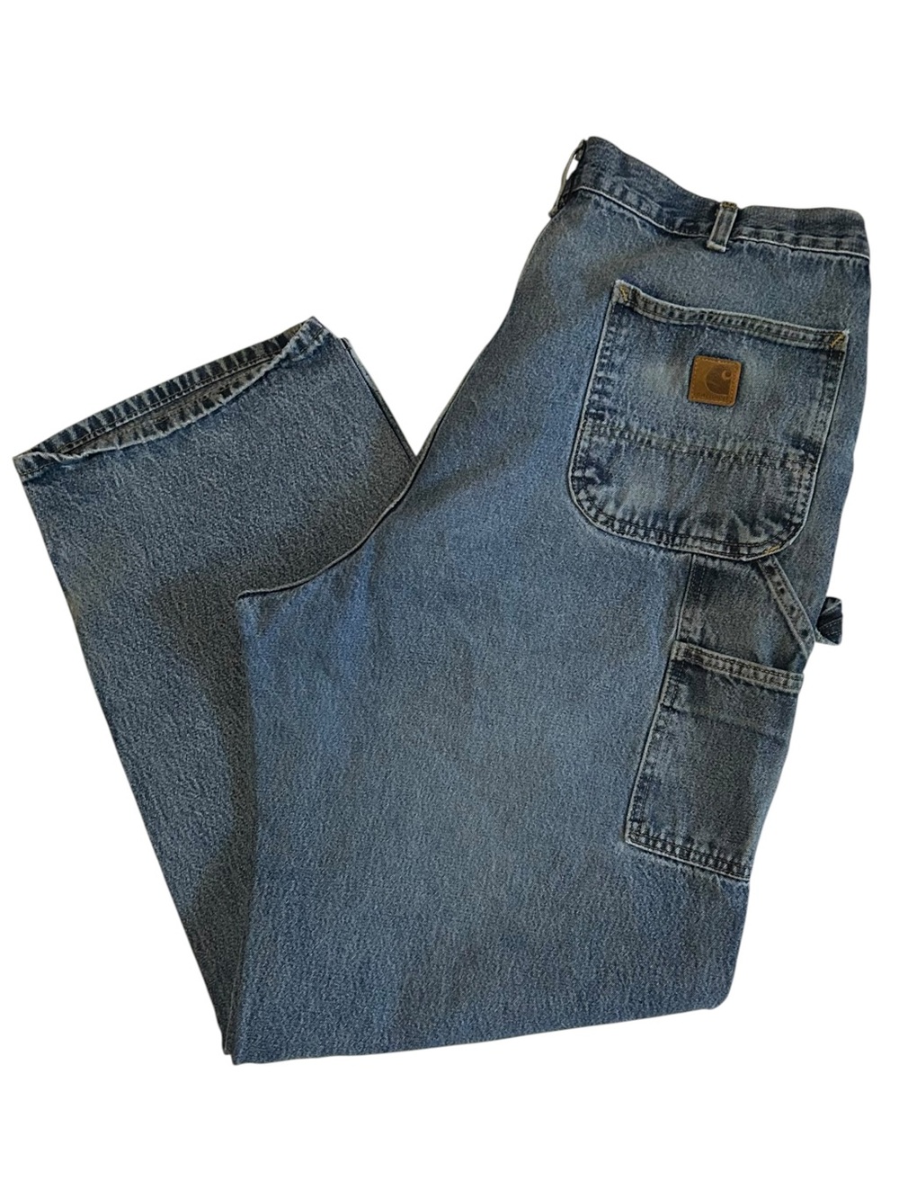 Carhartt Cargo Carpenter Loose Original Fit Distressed Jeans Sz 40 X 32 B13 DPS